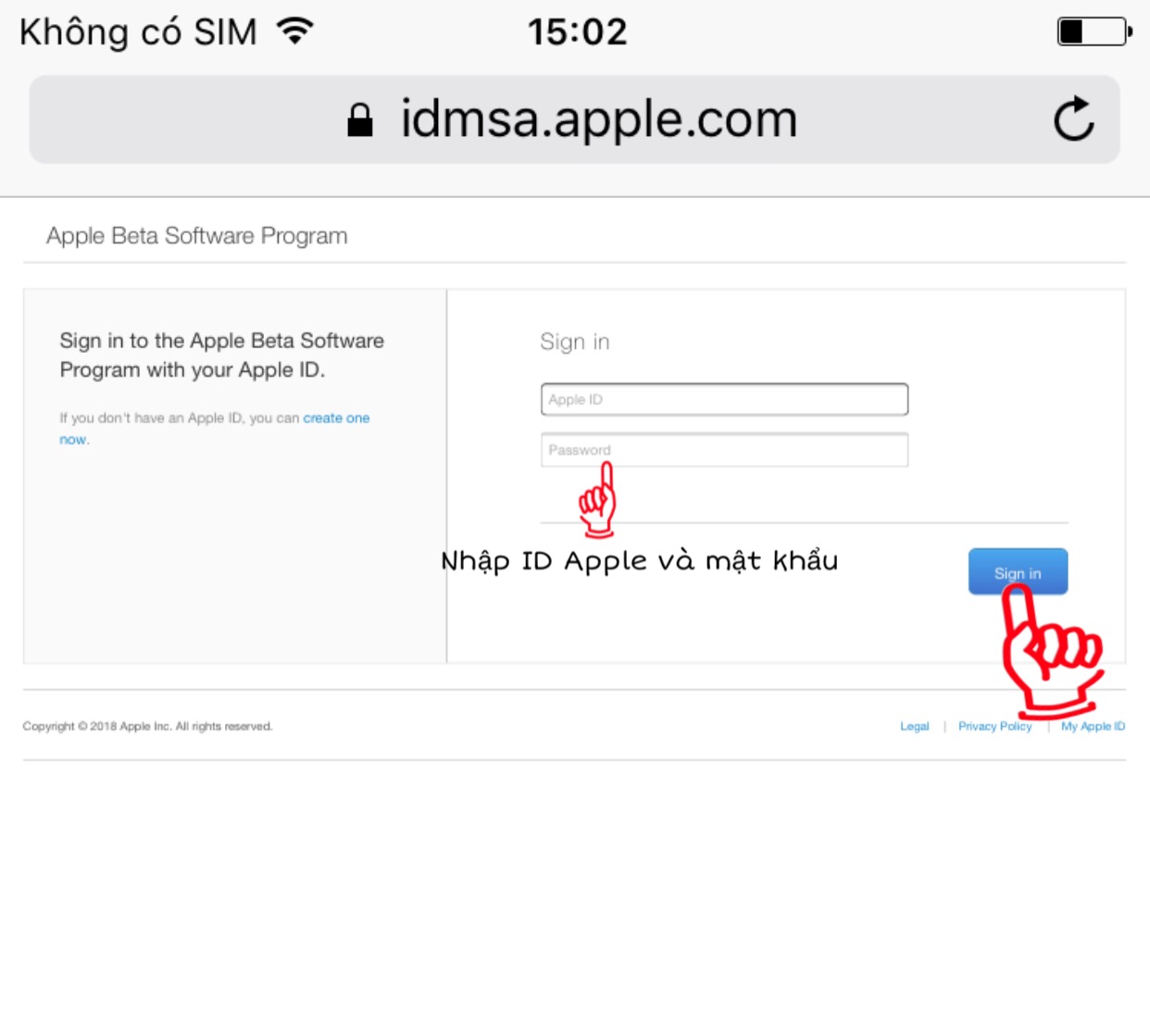 đăng nhập ID Apple