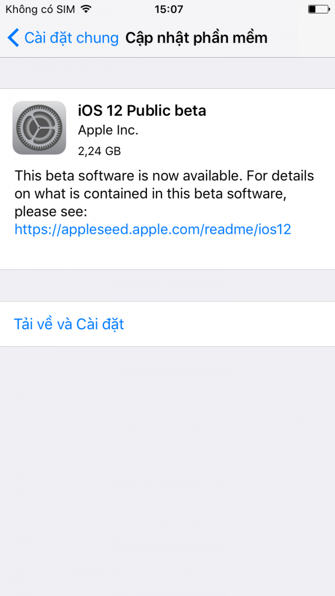 Cập nhật phần mềm ios 12